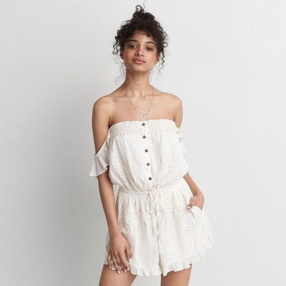 american eagle white romper